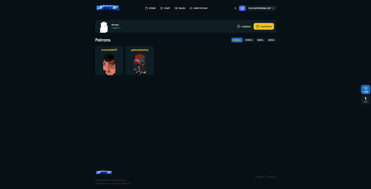Patrons-síðan á Sapphiremc.net